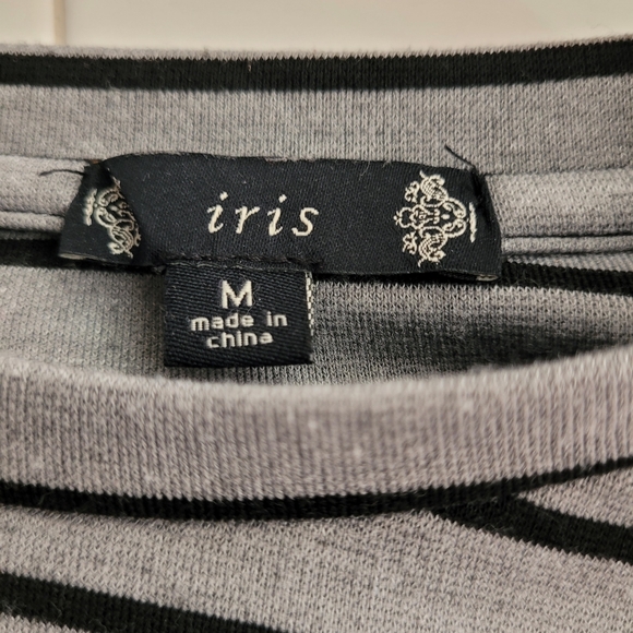 NWOT  Iris Gray & Black Stripe Bodycon Tulip Hem - Picture 3 of 5